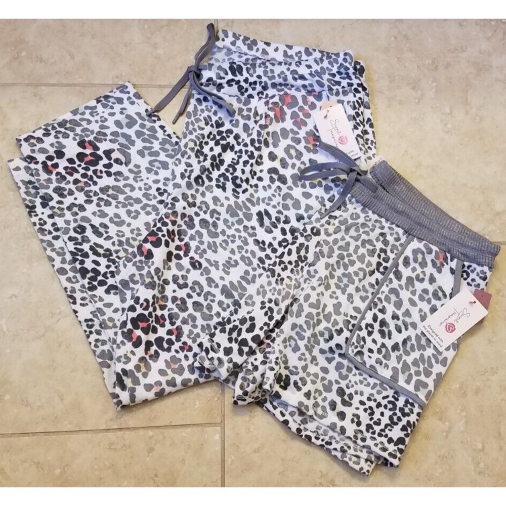 Secret Treasures Women Lounge Sleep Pants & Shorts Set Animal Print XL(16-18)NEW